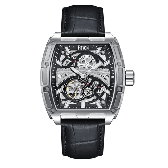 Reign Olympia Automatic Watch with Semi-Skeleton Leather Strap