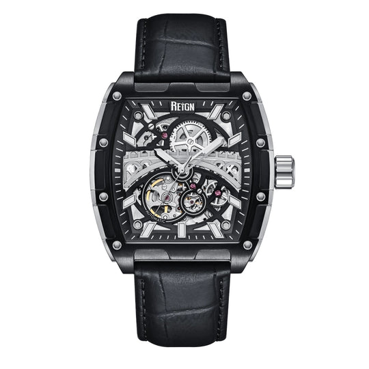 Reign Olympia Automatic Watch with Semi-Skeleton Leather Strap